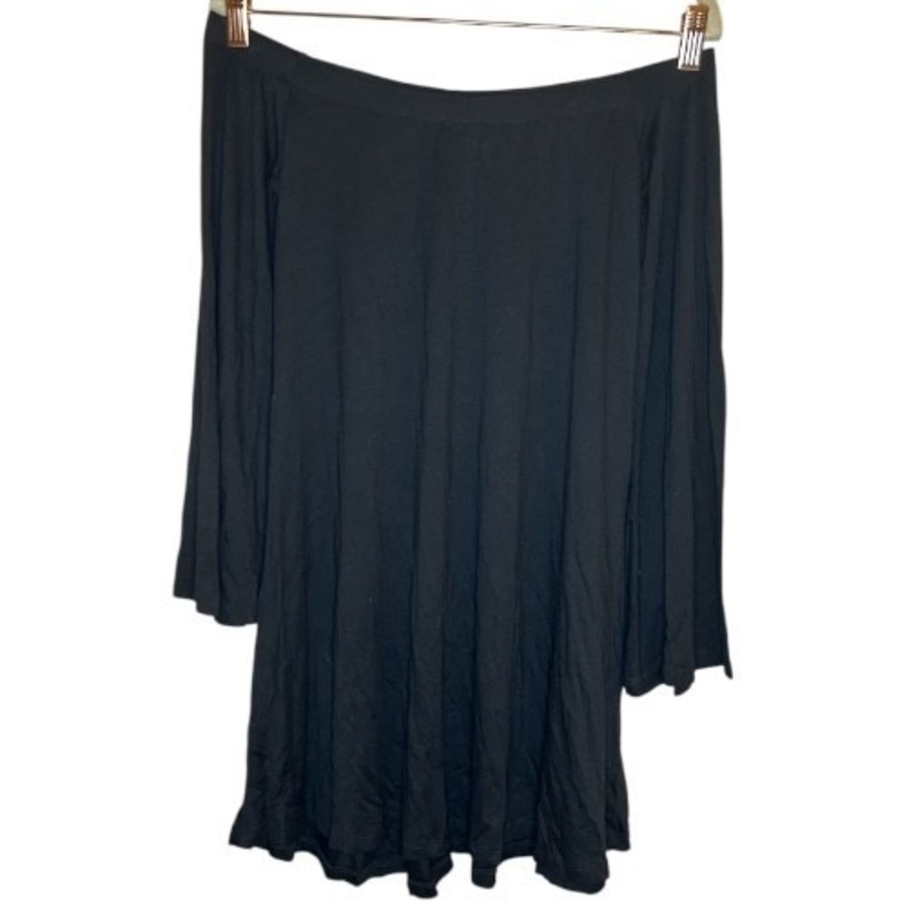 Lani California Black Off Shoulder Mini Dress Small Bell Flare Sleeve Boho - Picture 2 of 5